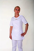 Білий медичний костюм для жінок з кишенями 44-60