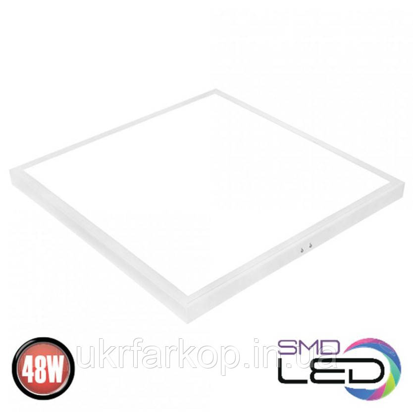 Світильник стельовий світлодіодний квадратний накладний 48Вт 600х600 SMD LED 48W 6400K білий PULSAR-48