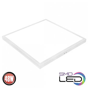 Світильник стельовий світлодіодний квадратний накладний 48Вт 600х600 SMD LED 48W 6400K білий PULSAR-48