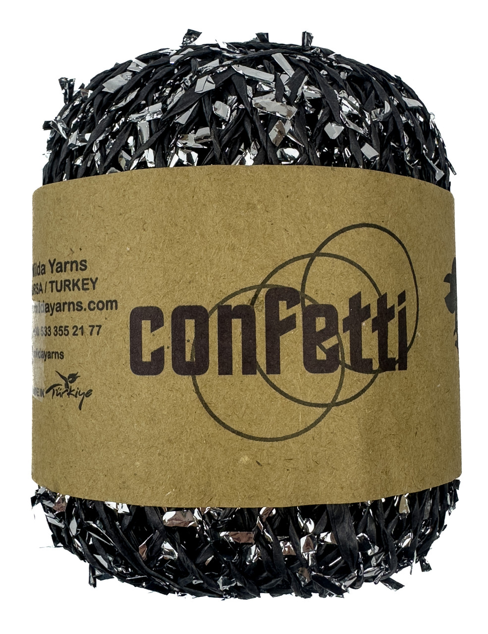 Рафія CONFETTI для плетіння сумок та капелюхів чорний зі сріблом