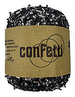 Рафія CONFETTI для плетіння сумок та капелюхів чорний зі сріблом