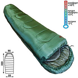 Спальний мішок туристичний Tramp Totem Hunter XXL 220/90-55 з капюшоном правий/лівий, оливковий