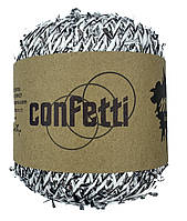 Рафія CONFETTI для плетіння сумок та капелюхів білий зі сріблом