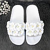 Шльопанці жіночі сланці білі з квітами Гіпаніс 2057, фото 6