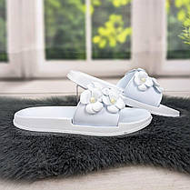 Шльопанці жіночі сланці білі з квітами Гіпаніс 2057, фото 5