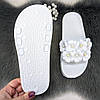 Шльопанці жіночі сланці білі з квітами Гіпаніс 2057, фото 7