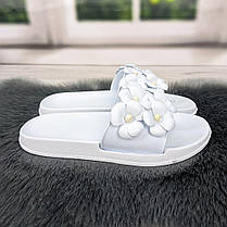 Шльопанці жіночі сланці білі з квітами Гіпаніс 2057, фото 4