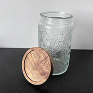 Баночка для зберігання скло, банка для чаю з дерев'яною кришкою, 1000 мл, фото 3