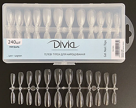 Divia - Гелеві тіпси для нарощування нігтів "Мигдаль" Di1581 (240 шт/уп)