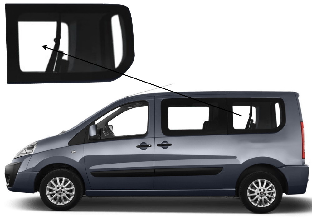 Бічне скло Fiat Scudo 2007-2016 салону заднє ліве коротка база