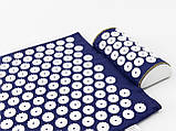 Масажний килимок Аплікатор Кузнєцова + валик масажер для спини/шиї/ніг/стоп/голови/тіла OSPORT (apl-005) Синьо-білий, фото 2