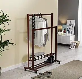 Вішак дерев"яний подвійний Спліт вільха на підлогу для одягу