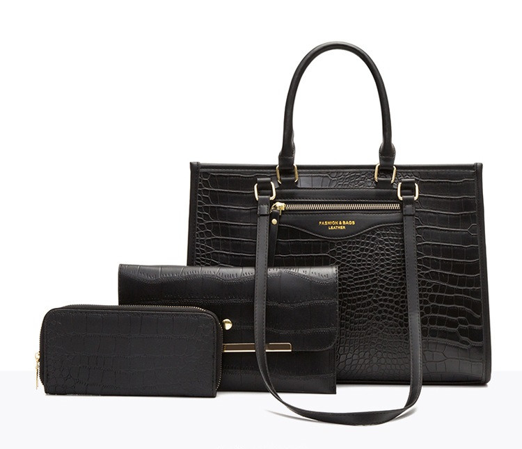 Жіноча сумка велика чорна набір 3в1, фото 1