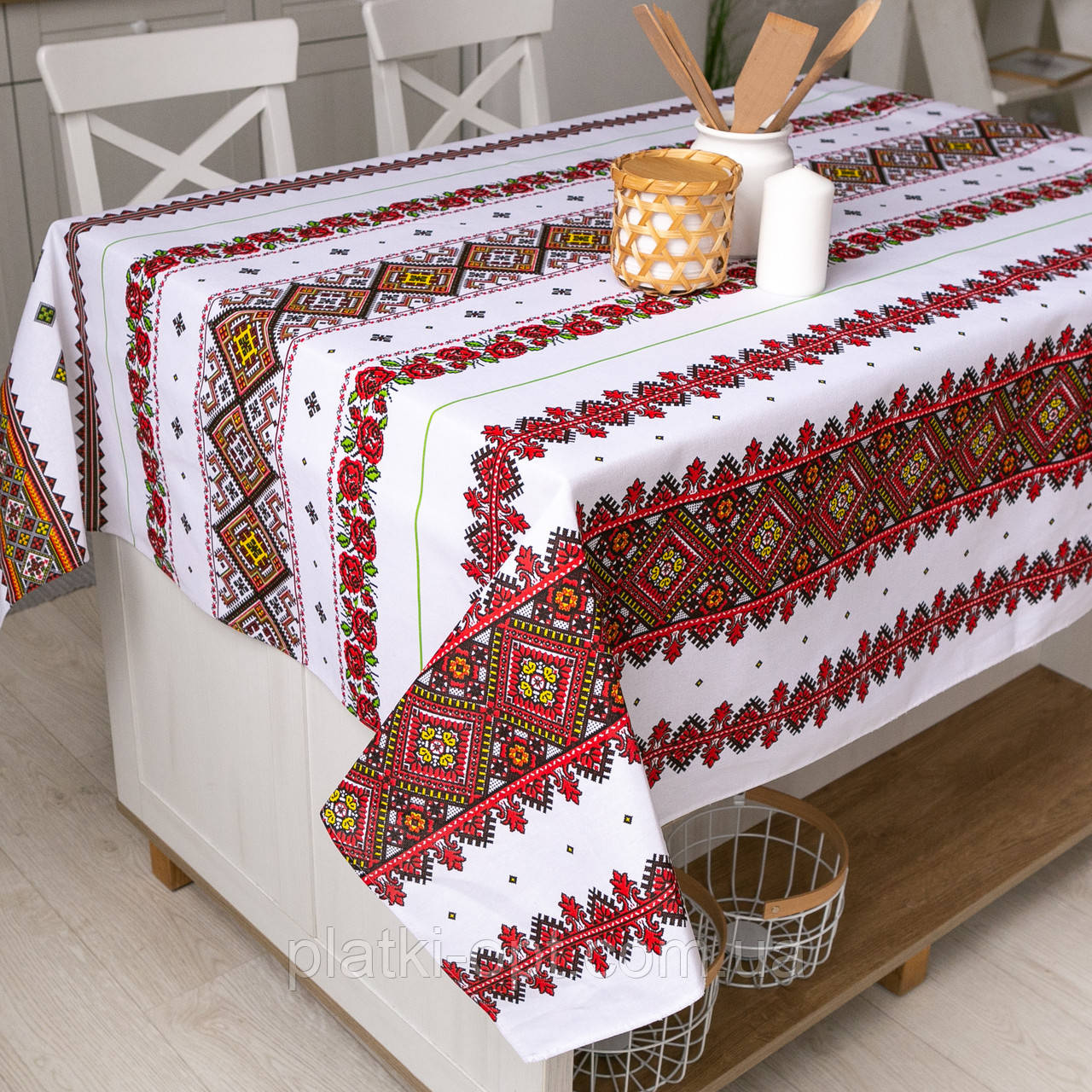 Скатертина традиція "Віночок" 2.2м х 1.5м (розкладний стіл), фото 1