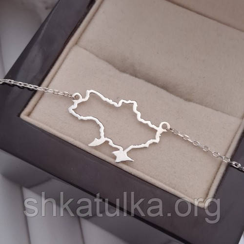 Браслет срібний з контуром України