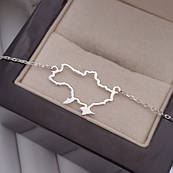 Браслет срібний з контуром України