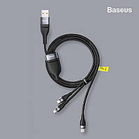 Кабель для быстрой зарядки USB на Lightning+MicroUSB+Type-C BASEUS 100W 1.2м (черный)