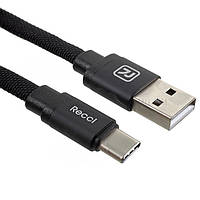 Кабель Recci RCL-Y100 USB Lightning Canvas 1м чорний