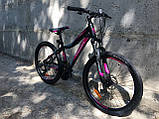 Велосипед гірський двоколісний на алюмінієвій рамі 14" Crosser Sweet 24 дюйми чорно-рожевий, фото 6
