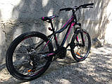 Велосипед гірський двоколісний на алюмінієвій рамі 14" Crosser Sweet 24 дюйми чорно-рожевий, фото 8