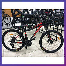 Велосипед гірський двоколісний на алюмінієвій рамі 14" Crosser Stream 24 дюйми чорно-червоний