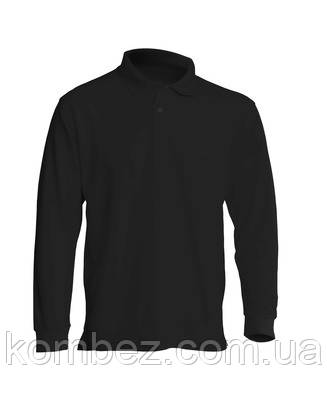 Футболка ПОЛО чорна з довгим рукавом JHK, 100% бавовна