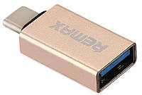 Перехідник Remax RA-OTG1 Glance USB-F to Type-C M золотистий