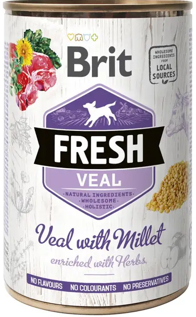 Консервований корм для собак із телятиною Brit Fresh Veal with Millet 400 г
