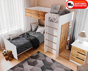 Дитяче ліжко-кімната горище Bed Room 3 корпус колір Білий/фасади Дуб Тахо, вибір кольору корпусу та фасадів