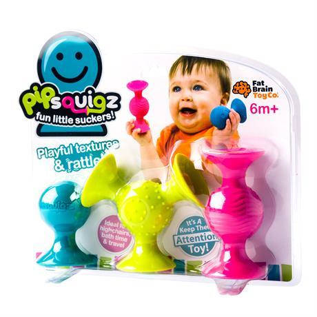 Набір сенсорних брязкалець на присосках Fat Brain Toys pipSquigz 3 шт. (F089ML), фото 1