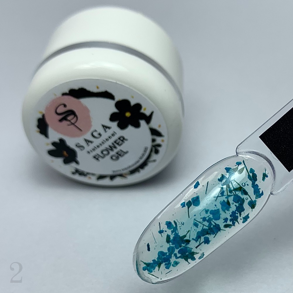 Квітковий гель для дизайну нігтів Saga Professional Flower Gel №2 бірюзовий, 5 мл