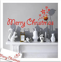 Наклейки на новий рік Merry Christmas 57 на 27 см червоний