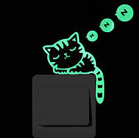 Наклейка на выключатель "Спящий кот" - размер 10*6см