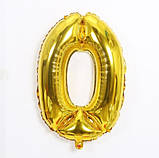 Кулька цифра 0 фольгована 32 дюйма золотистий, фото 4