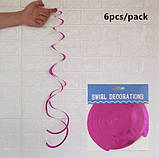 Дощик гірлянда на стелю 6 стрічок 70 см малиновий, фото 2