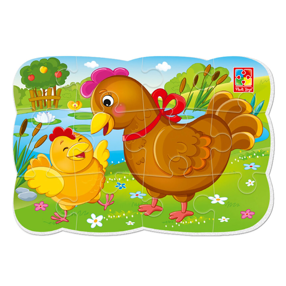 Пазли на магніітіі А5 "Курочка та курча" VT3205-61 (рус), фото 1