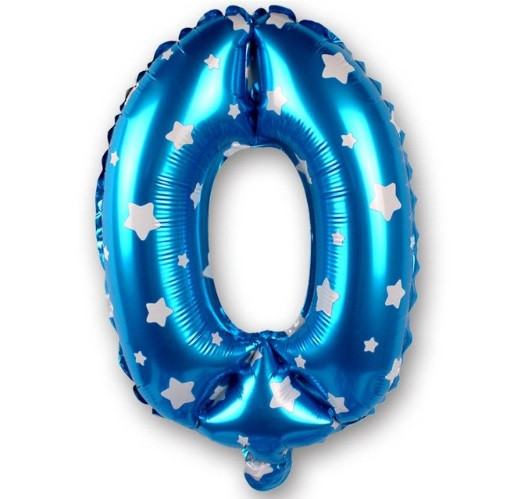Кулька цифра 0 фольгована із зірочками 32 дюйма блакитний, фото 1