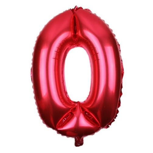 Кулька цифра 0 фольгована 32 дюйма червоний, фото 1