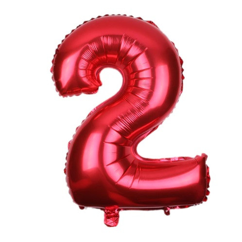 Кулька цифра 2 фольгована 32 дюйма червоний, фото 1