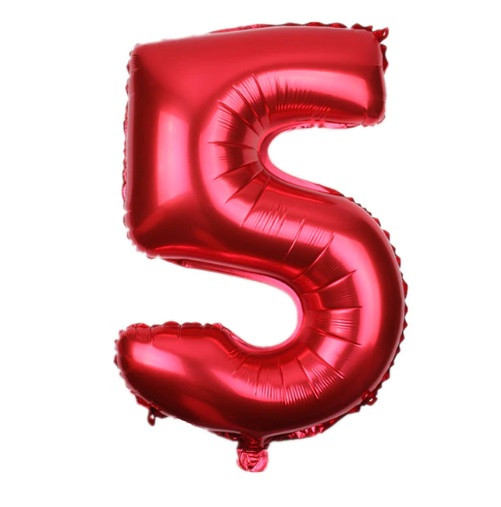 Кулька цифра 5 фольгована 32 дюйма червоний, фото 1
