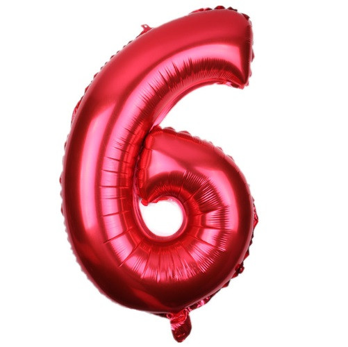Кулька цифра 6 фольгована 32 дюйма червоний, фото 1