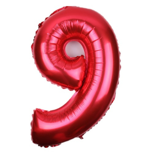 Кулька цифра 9 фольгована 16 дюймів червоний, фото 1