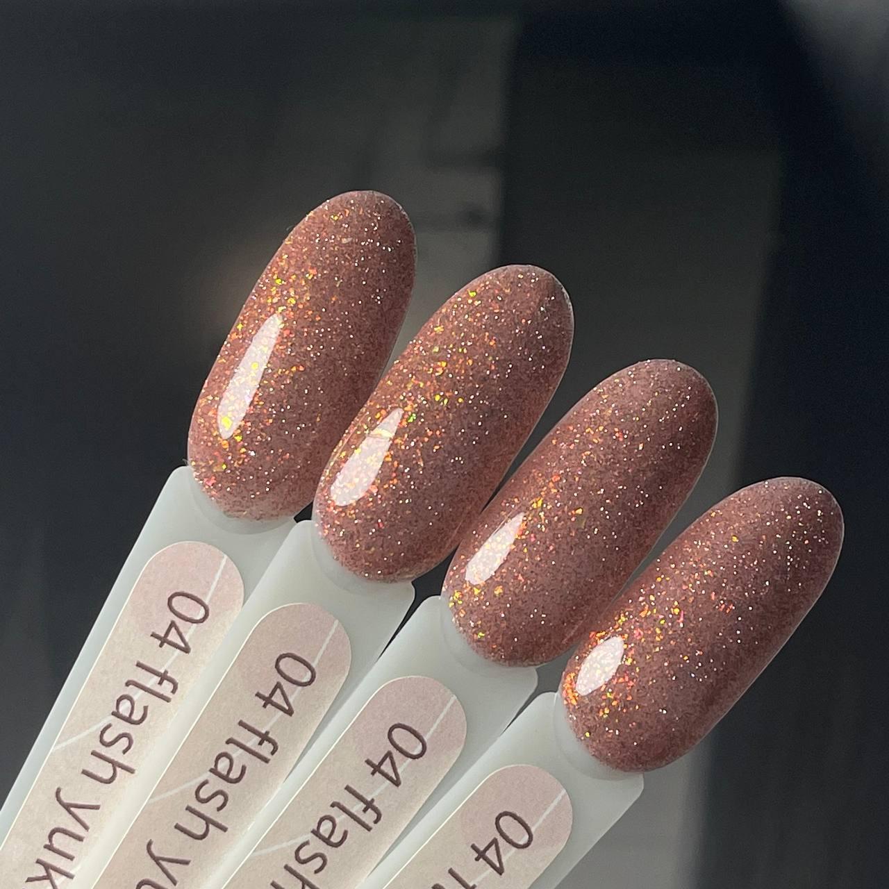 Гель-лак GeliX Flash Yuki 04, світловідбиваючий з пластівцями ЮКИ, фото 1