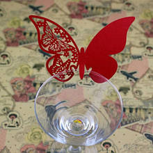 Посадочні картки червоні на келихи "Метелики" - у наборі 10 метеликів розміром 9,5*8см, картон