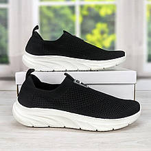 Кроссовки мокасины мужские Paolla черные текстильные на белой подошве 3565 43