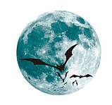 Наклейки на Хеловін "Місяць" - діаметр стікера 30см, (набирає світло і світиться в темряві), фото 2