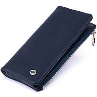 Вертикальный кошелек на кнопке женский ST Leather темно-синий