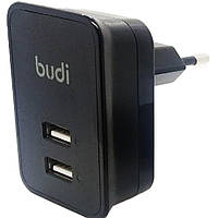 Зарядное устройство Budi 2USB (M8J055E) Lightning USB, micro USB) + iphone cable