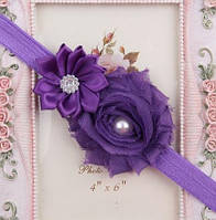 Повязка на голову детская фиолетовая - размер декора 9см, размер универсальный (на резинке)