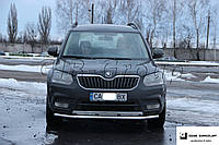 Защита переднего бампера (одинарная нержавеющая труба - одинарный ус) Skoda Yeti (09-13)